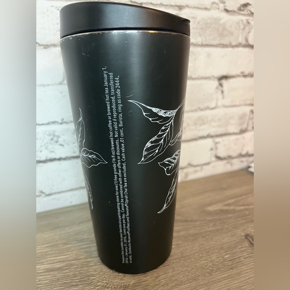 Starbucks Cup Tumbler 16 Oz. Refillable January 2016 Matte Black Grape Leaf - Picture 2 of 6